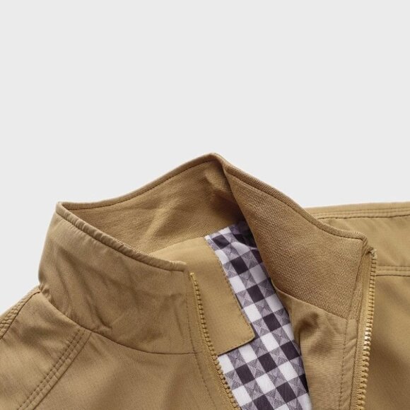 Khaki Mens Zip Up Jacket - Picture 3 of 5